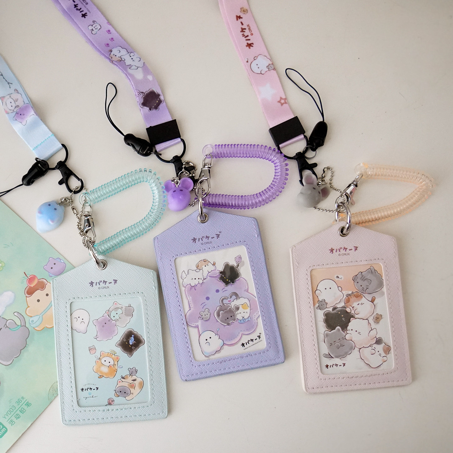 Reel Case - ที่ใส่บัตรลายการ์ตูนแมวน่ารัก พร้อมสายคล้องคอแบบดึงกลับได้ สำหรับใส่บัตรประชาชน บัตรโดยสาร ของขวัญสำหรับนักเรียน