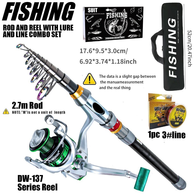 ชุดคันเบ็ดตกปลาแบบยืดหดได้พร้อ - Reel Bag บทวิจารณ์และราคา